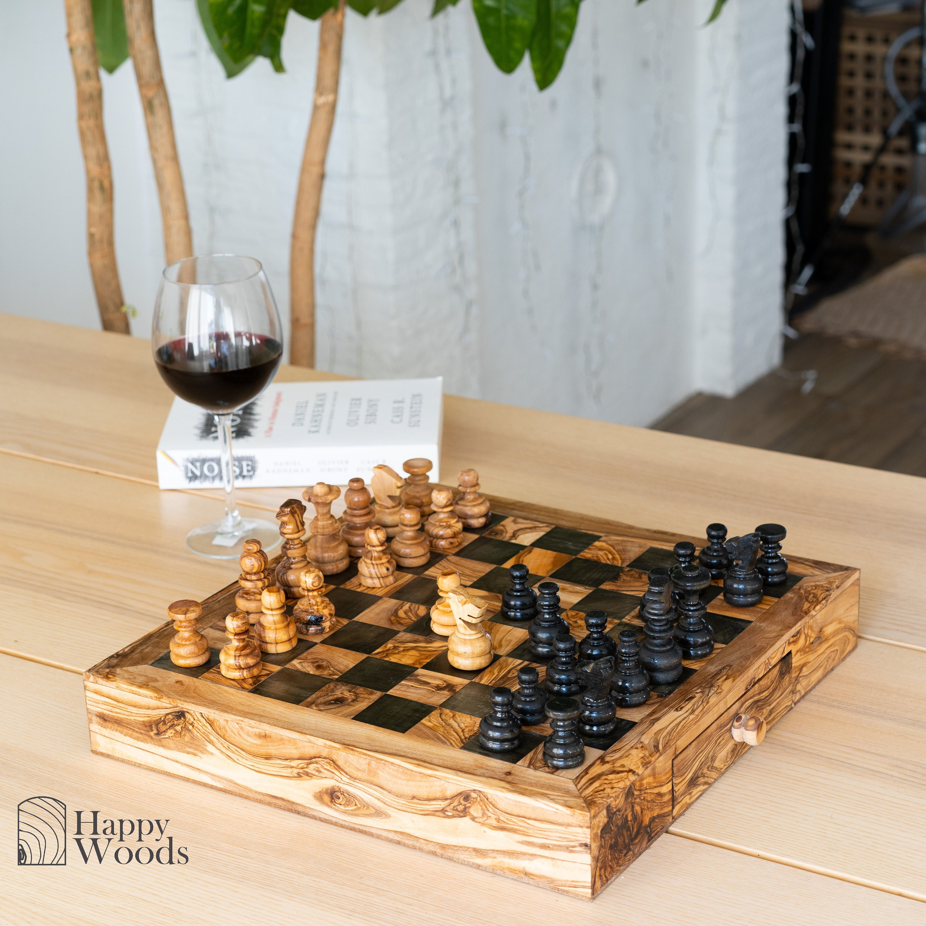24cm Schach Holz Holz Schachbrett Massivholz Stücke Falt schachbrett  High-End-Puzzle Schachspiel Jogo de Damas de Madeira - AliExpress