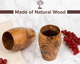 Set of 2 Cups made of Tunisian Olive Wood | Christmas Gift | Groomsmen Proposal
