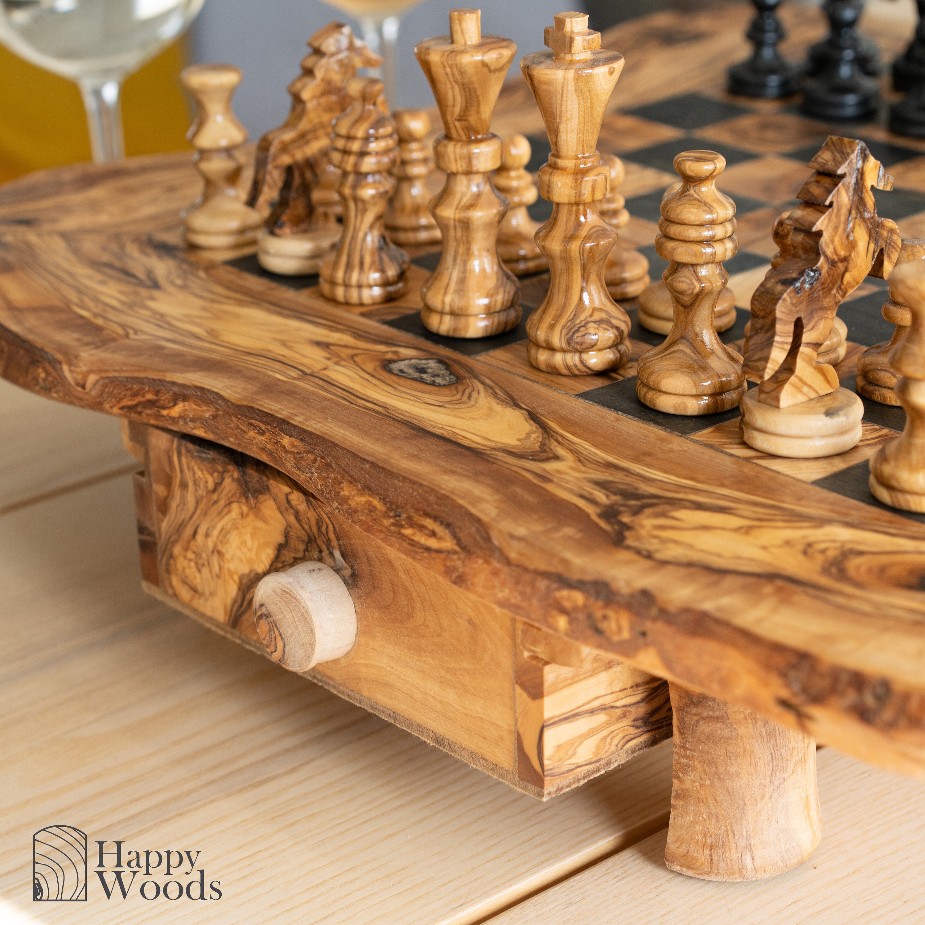 Rustic Chess Pieces Rustic Chess With Rough Edges Handmade of Olive Wood | Wooden Chess ...