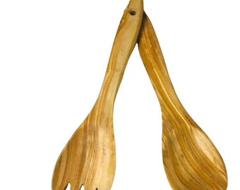 Set de cuchara de madera y cerdo hecho de madera de olivo tunecino, regalo de Navidad (personalización gratuita)