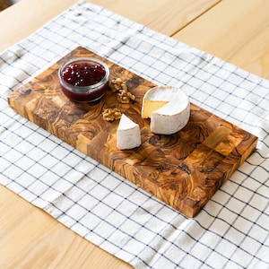 Mosaic Thick Olive Wood End Grain Board - Cutting Board  - FREE Personalization + Wood Beeswax