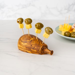 Wooden Toothpick Holder handmade from Olive Wood / Toothpick Dispenser