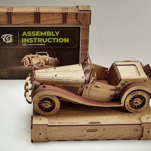 Treed-Puzzle Car 3D Wooden Puzzle - Car Model Kit to Build - - Wooden Model to Build Brain Teaser for Adults