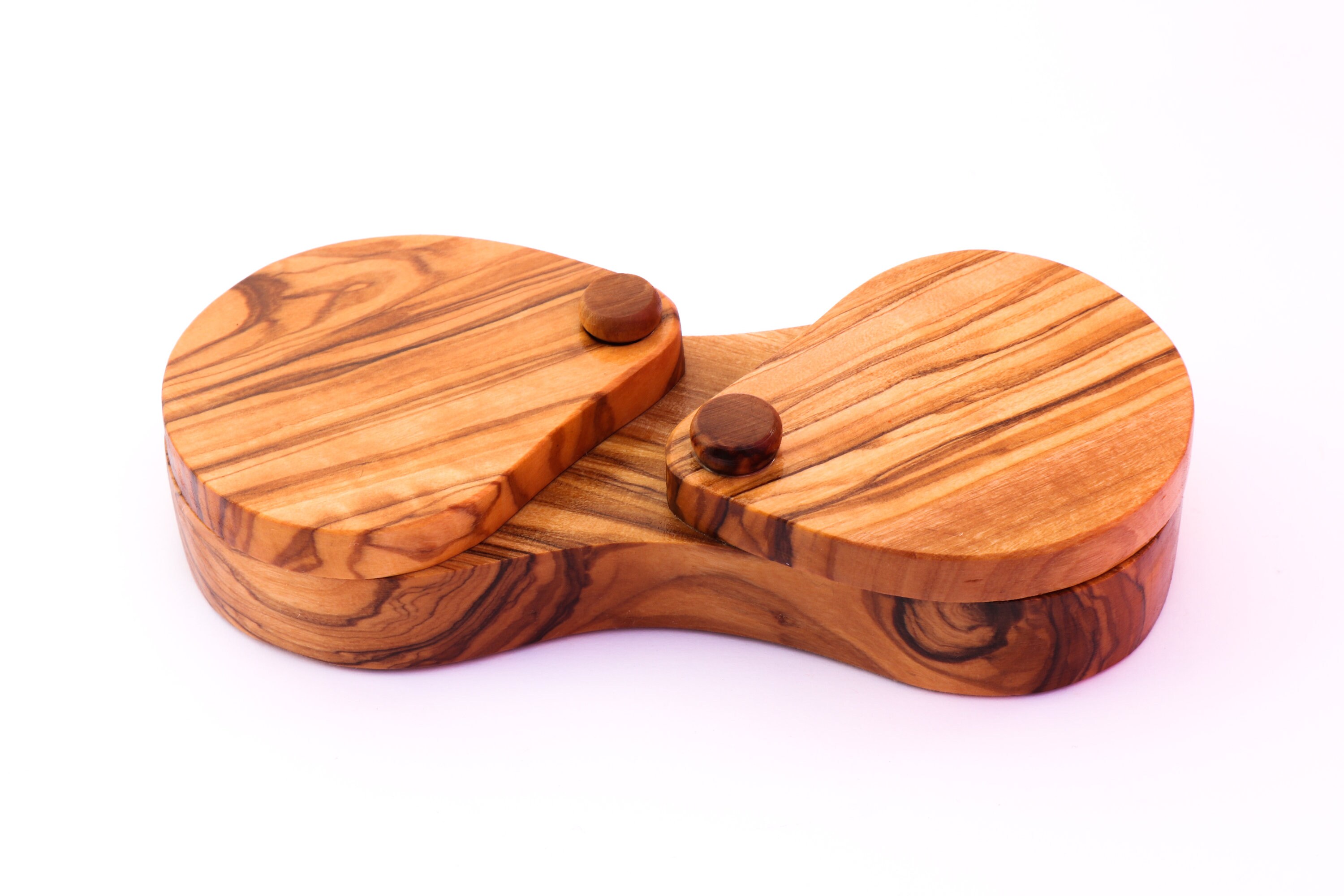 Salt & Pepper Cellar With Pivoting Lids Made of Olive Wood Etsy
