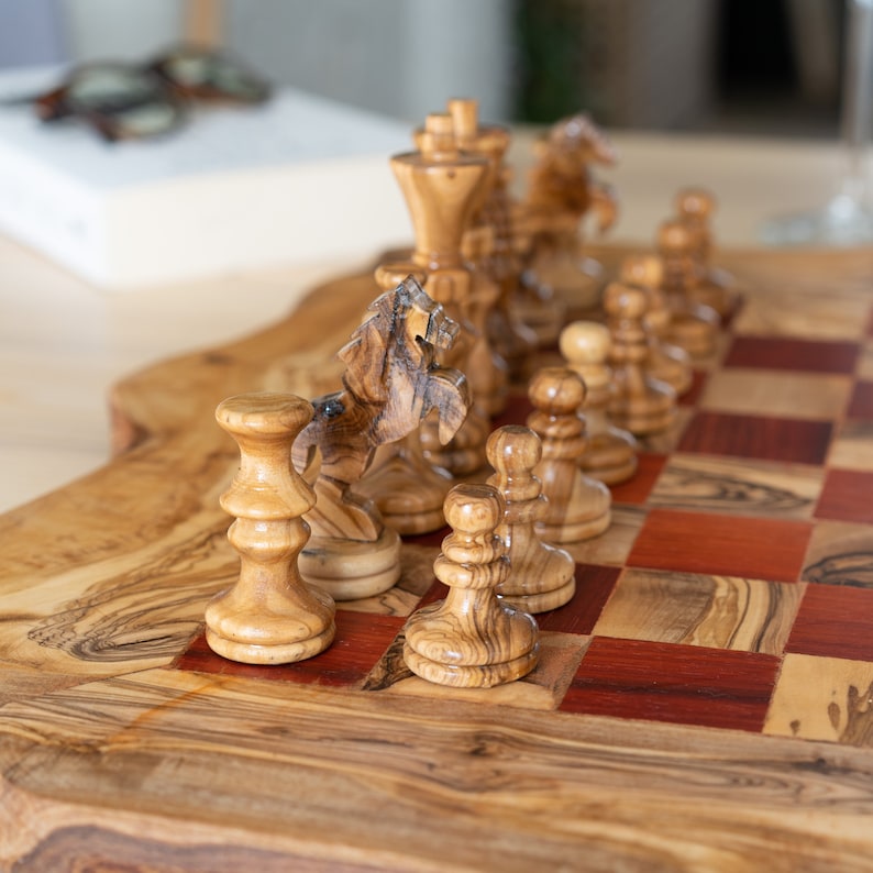 Rustic Chess Pieces Rustic Wood Chess Set With Rough Edges Handmade of Olive Wood ...