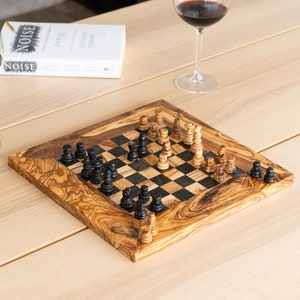 Chess Board handmade from Olive Wood | Christmas Gift |Wooden Chess Board (FREE Personalization & Wood Conditioner)