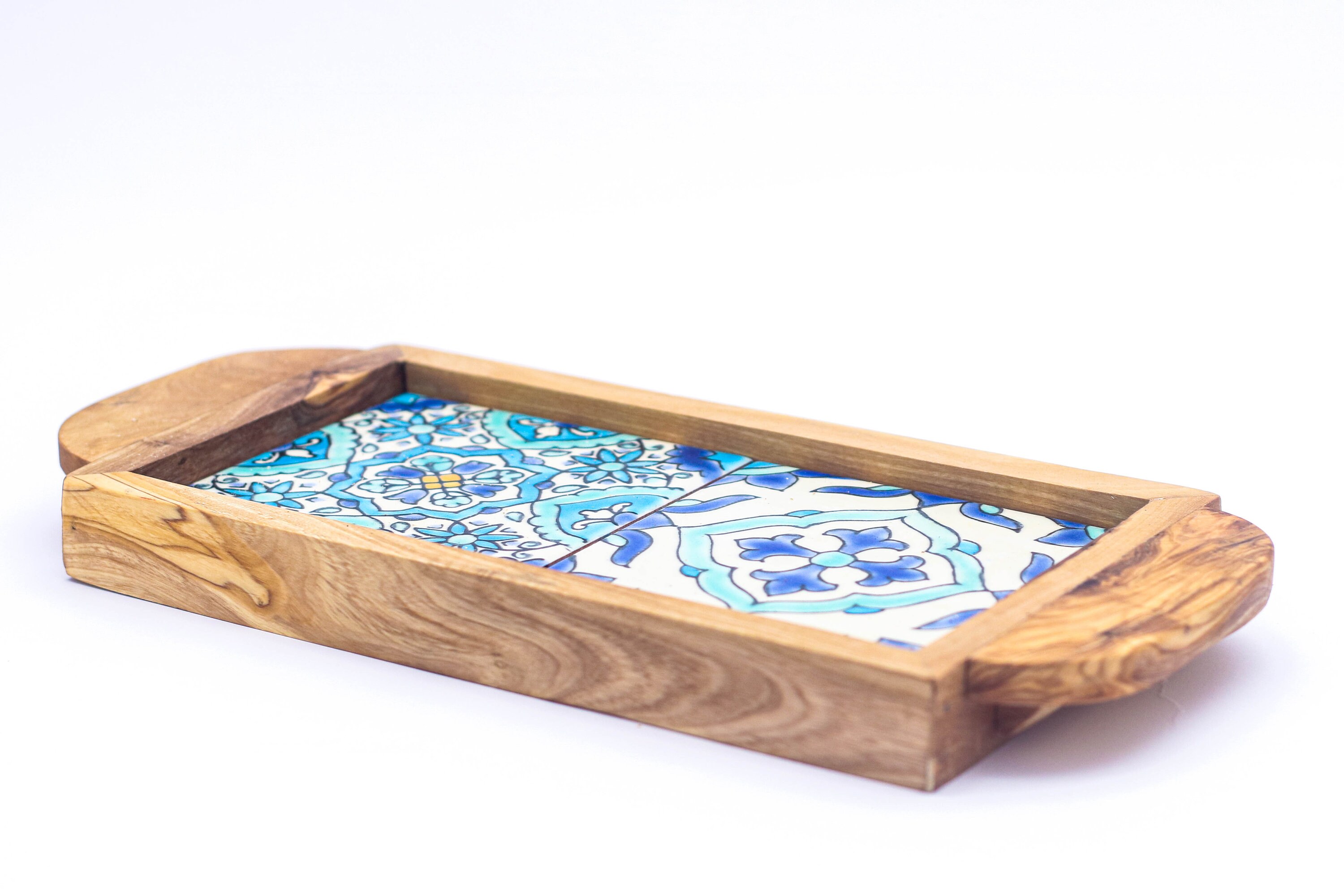 Olive Wood Serving Tray With Ergonomic Handles Decorative Etsy