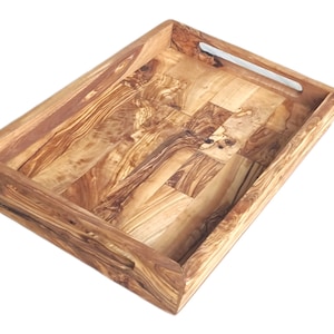 Large olive wood Serving Tray with Ergonomic Handles | Decorative Service Tray | Coffee Table Tray | Christmas gift