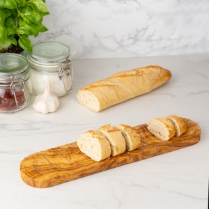 Brotschneidebrett aus tunesischem Olivenholz, französisches Brotschneidebrett (+Kostenloser Bienenwachs-Holzaufbereiter)