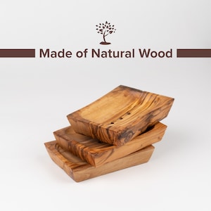 Set of 3 Soap Dishes made of Tunisian Olive Wood/Wooden Soap Dish/Wooden Soap Saver/Soap Deck