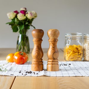 Salt & Pepper Grinder handmade of Olive Wood | Wooden Custom grinders (FREE Personalization + Organic Wood Conditioner)