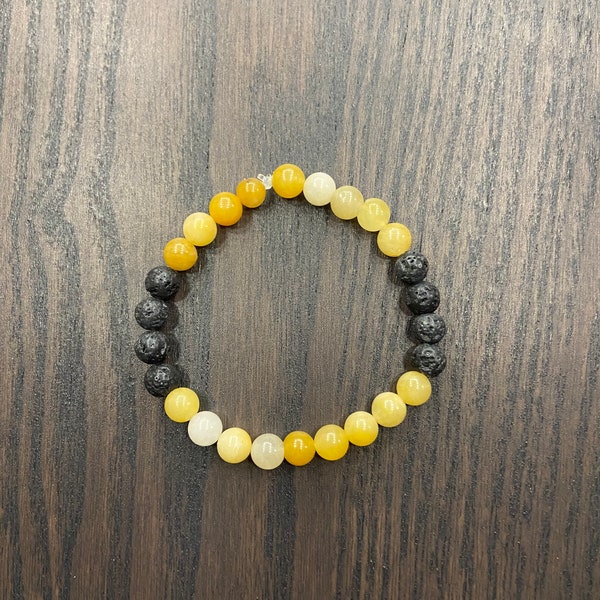 6mm Yellow Jade / Lava Bead Diffuser Bracelet