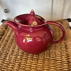 Vintage Hall, in de VS gemaakte kastanjebruine keramische theepot