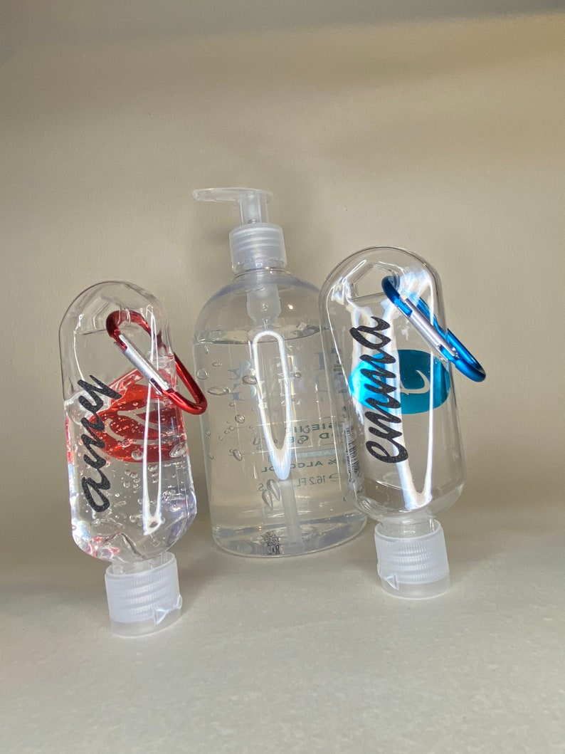 Hand Sanitiser Bottle with clip. 50ml Personalised refillable Etsy
