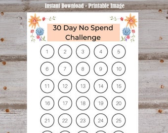 30 Day No Spend Challenge | Savings Tracker| Money Saving Challenge | Digital Download  | Instant Download |