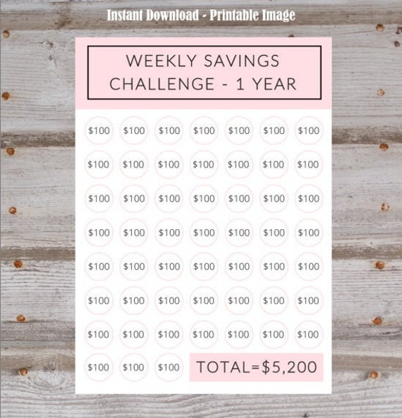 5000 Dollars Money Saving Challenge Tracker 52 Week Savings - Etsy