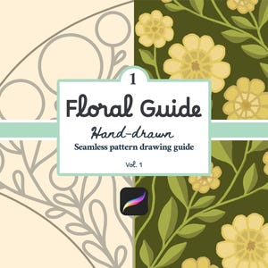 Floral Scallop Procreate Kit | Hand-drawn Seamless Pattern Drawing Guides for Surface Pattern & Textile Design