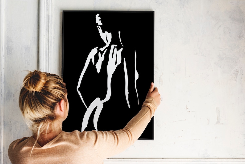 Female Silhouette Art Woman Silhouette Wall Decor Black and Etsy
