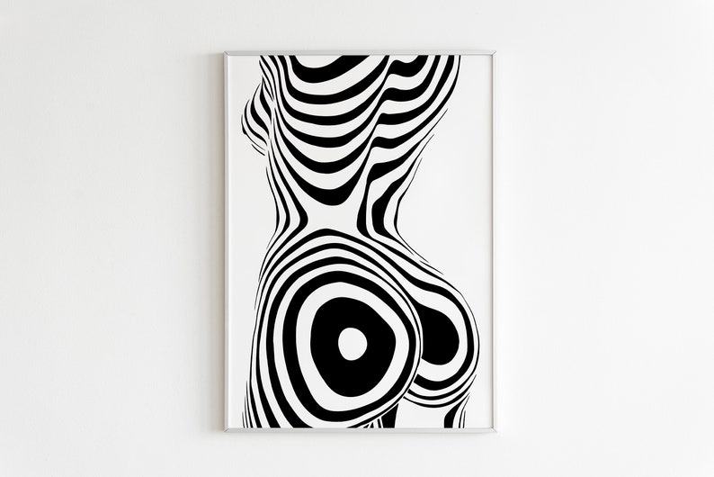 Female Body Art, Woman Body Poster, Black and White Art, Minimalist