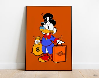 Scrooge Mcduck, Alec Monopoly inspiré, décoration murale moderne, Pop Art moderne, cadeaux pour lui, Art de luxe, Scrooge McDuck Pop Art, décor de bureau