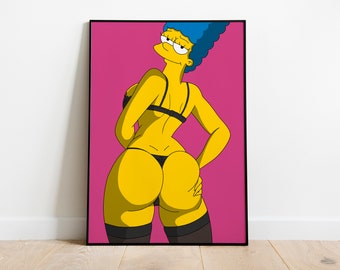 Marge Simpson Digital Art Print, Modern Pop Art Digital Print, Cartoon Art, Marge Simpson Pop Art, Unique Graffiti High Quality Bikini Art