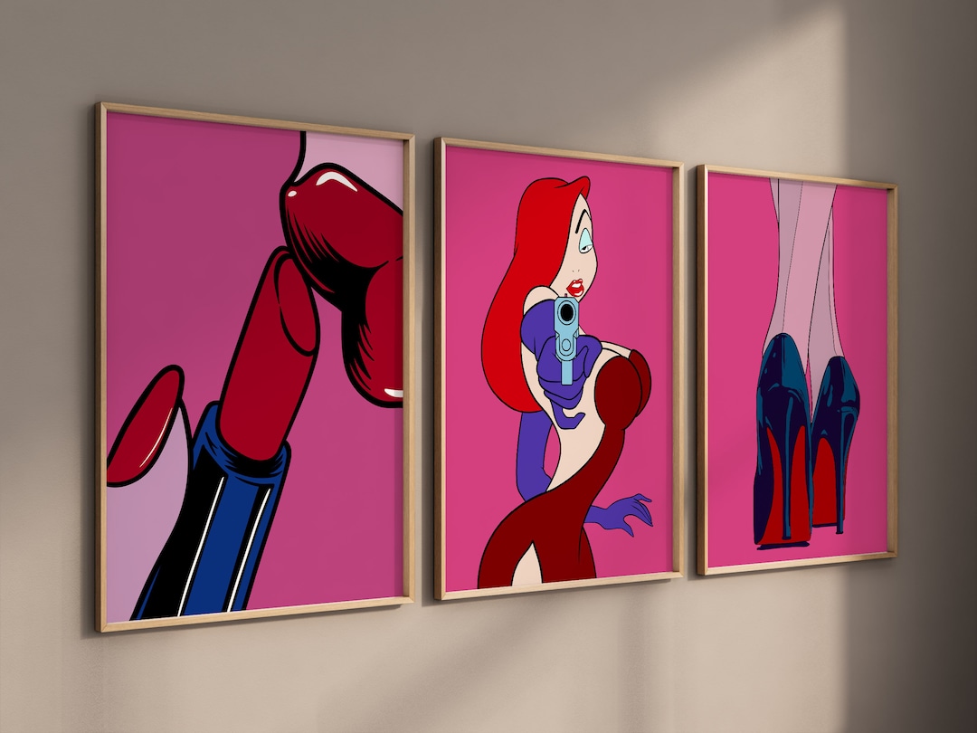 Set of 3 Prints, Jessica Rabbit Print, Girly Wall Art, Female Wall ...