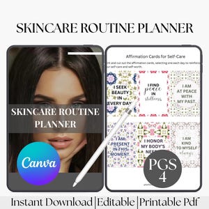 Skincare Routine Planner, Daily Beauty Tracker for Women, Self Care Journal, Acne and Glow Up Log Book, Facial Care Organizer