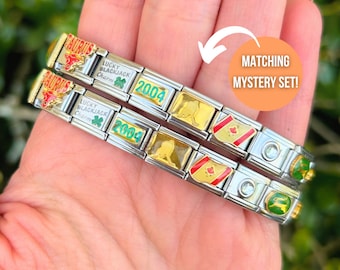 Pulsera de encanto italiano, pulseras de encanto italiano vintage misteriosas, pulseras de encanto italiano de conjunto a juego, joyería de mejor amigo, pulsera de parejas