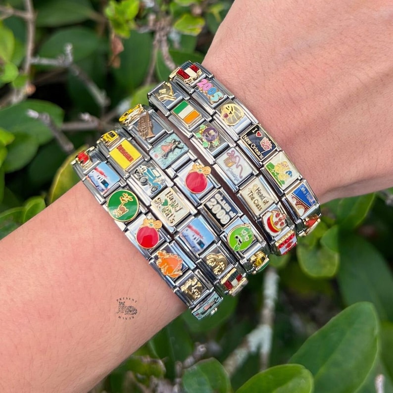 Pulsera de encanto italiano misteriosa TEMÁTICA y DE TAMAÑO, pulseras de encanto italianas vintage, encantos italianos, regalo de joyería, regalos para ella imagen 9