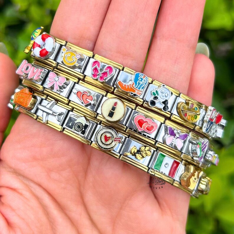 Italian Charm Bracelet, Vintage Y2K Jewelry Italy Charms for Women