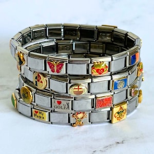 Italian Charm Bracelet, Mystery Vintage Italian Charm Bracelets, Silver Italian Charms, Y2K Jewelry, Charm Bracelets, Bracelets for Women zdjęcie 5