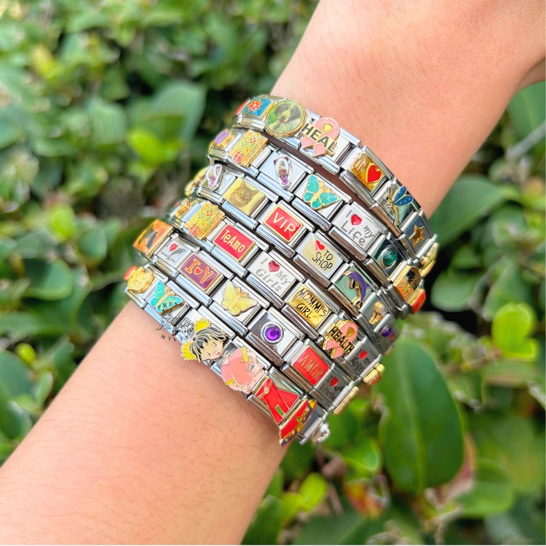 Pulsera de encanto italiano misteriosa TEMÁTICA y DE TAMAÑO, pulseras de encanto italianas vintage, encantos italianos, regalo de joyería, regalos para ella imagen 7