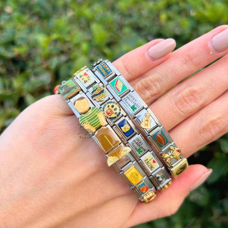 Pulsera de encanto italiano temática, pulseras de encanto italiano vintage misteriosas, encantos italianos, regalo de joyería, regalos para ella, regalos para amantes de las joyas imagen 5