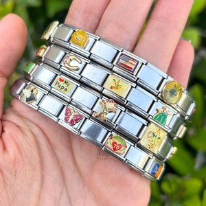 Italian Charm Bracelet, Mystery Vintage Italian Charm Bracelets, Silver Italian Charms, Y2K Jewelry, Charm Bracelets, Bracelets for Women