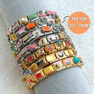 THEMED & SIZED Italian Charm Bracelet, Vintage Italian Charm Bracelets, Italian Charms, Jewelry Gift, Gifts for Her
