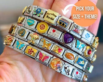 THEMED & SIZED Italian Charm Bracelet, Vintage Italian Charm Bracelets, Italian Charms, Jewelry Gift, Gifts for Her