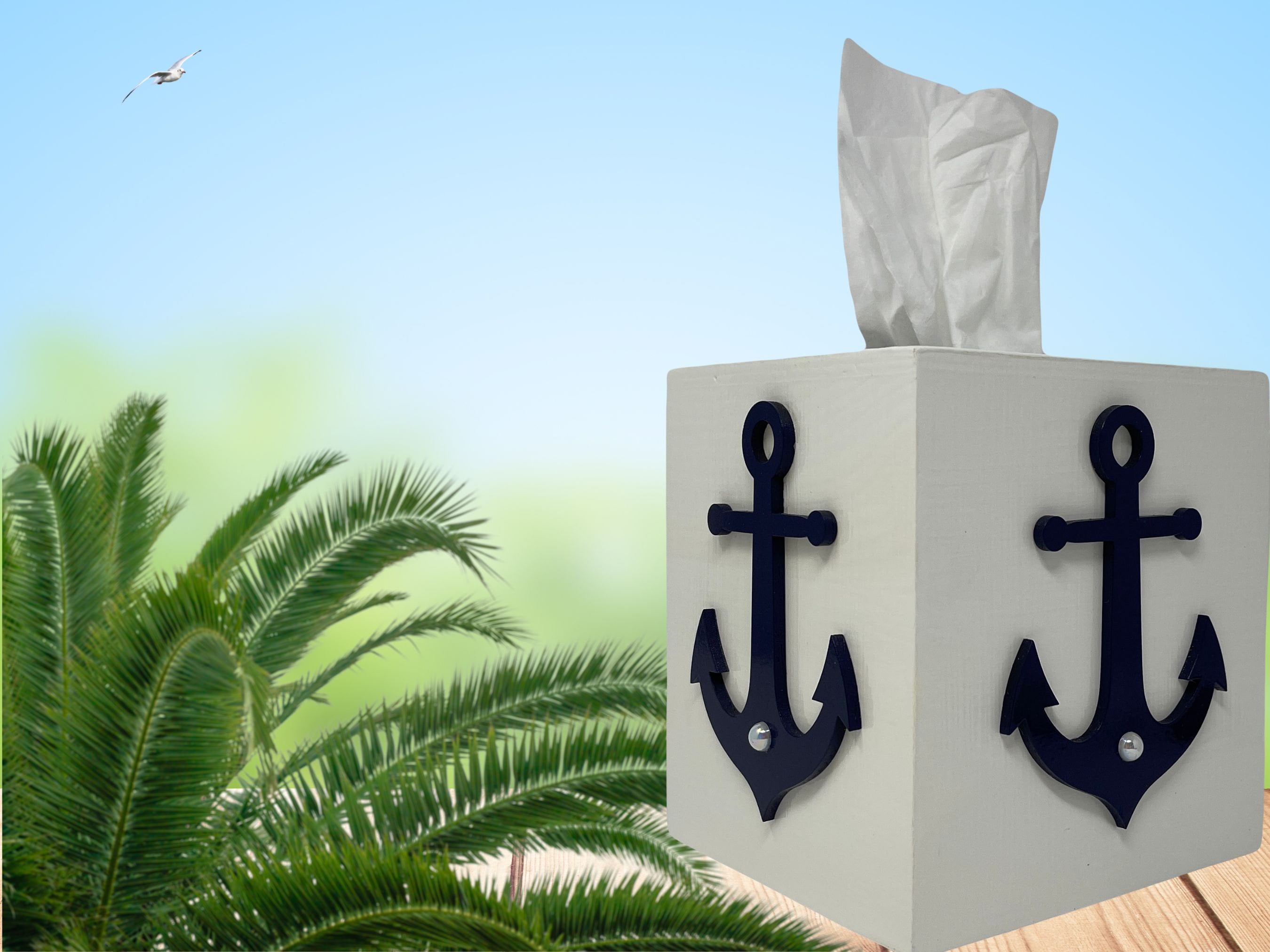 Tissue Box Cover With Anchor Striped Tissue Box Anchor -  Israel