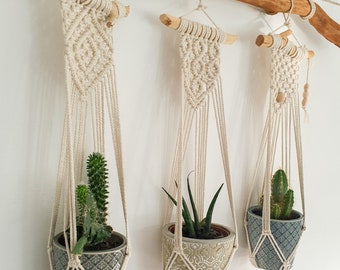 Macrame hanging planter 63 x 15 cm / individually or as a set - Macrame flower pot