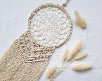 Macrame dreamcatcher, small, 13 x 33 cm - Dreamcatcher with handmade crochet lace - useful gifts for women