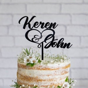 Personalized Couple Cake Topper / Custom Couples Name Cake Topper for Weddings /Rustic Script  Cake Topper for Wedding/ Personalized Topper