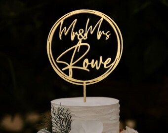 Personalized Wedding Cake Topper/ Rustic Wedding Cake Topper/ Mr and Mrs Cake Toppers for Wedding / Custom Script Cake Toppers for Wedding