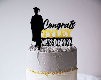Boy Custom Class of 2023 Cake Topper / Congrats cake topper/Happy Graduation Cake Topper, Graduation Party Decor, Personalized Grad Sign