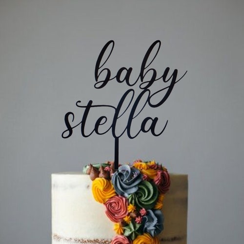 Personalized Baby Name Cake Topper Custom Baby Shower Etsy