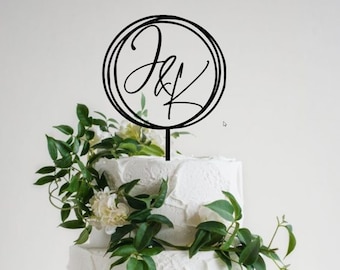 Wedding Cake Topper/Personalized  Initial  Monogram Wedding Cake Topper / Rustic Wedding Cake Topper/Custom Script Cake Toppers for Wedding