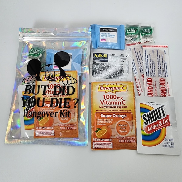 Disney Bachelorette Party Bridesmaid Emergency Kit Hangover Kit with Supplies Bag Wedding Hangover Kit Bag with Supplies Recover Kit