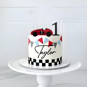 Personalized Race Car 1st Birthday Cake Topper Set