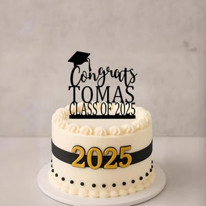Decorazione per torta di laurea personalizzata, congratulazioni 2025 in legno e acrilico, laurea personalizzata della classe del 2025, decorazioni per la festa di laurea &quot;Congratulazioni&quot;