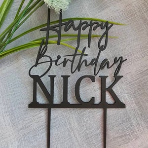 Happy Birthday Cake Topper With Name Personalized Birthday - Etsy
