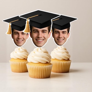 Custom Graduation Cupcake Toppers: Personalized Photo & Cap, Class of 2025
