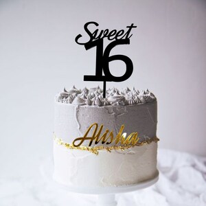 Personalized Sweet 16 Topper With Name Charm Set / Custom Name Cake ...